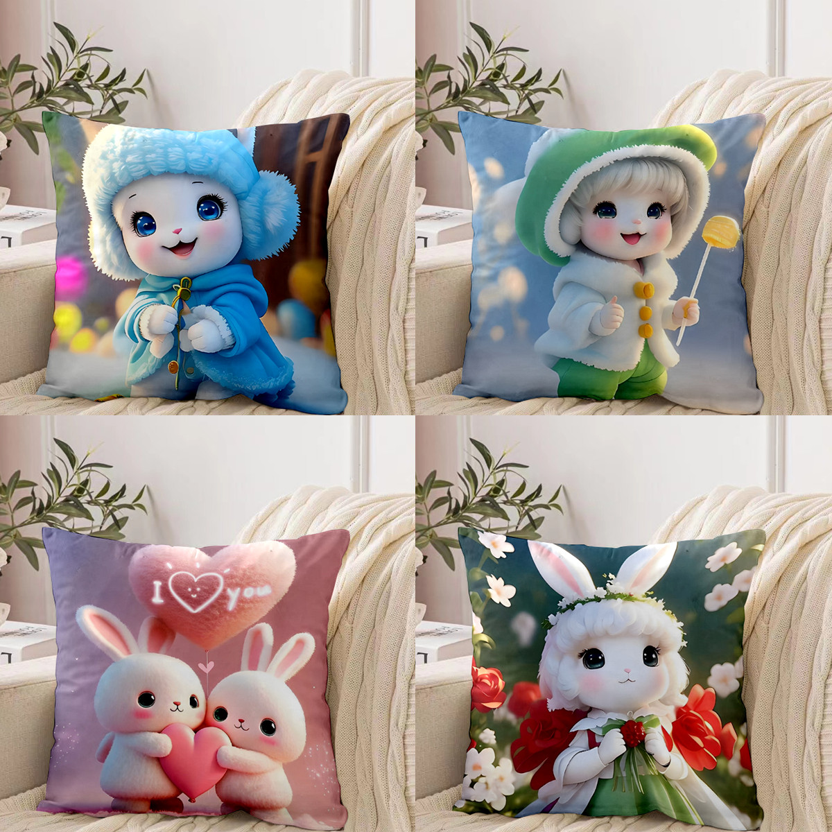 网红超萌兔兔抱枕可爱少女心小兔子靠垫定制创意同学闺蜜生日礼物