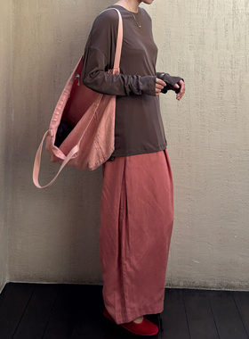 AULDCAT 2025SS 日本进口印花面料 侧面开褶松紧腰亚麻阔腿裤