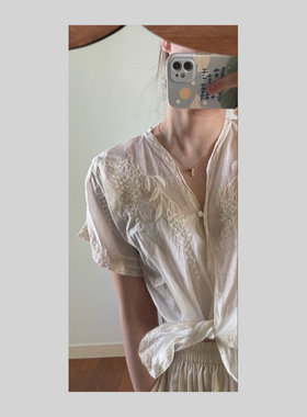 AULDCAT 2025SS 返场！重工刺绣古董蕾丝短袖衬衫 连衣裙