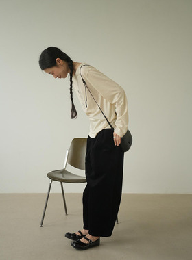 AULDCAT 2024FW 外销高级匹马棉细坑条灯芯绒日系气球裤 黑色百搭