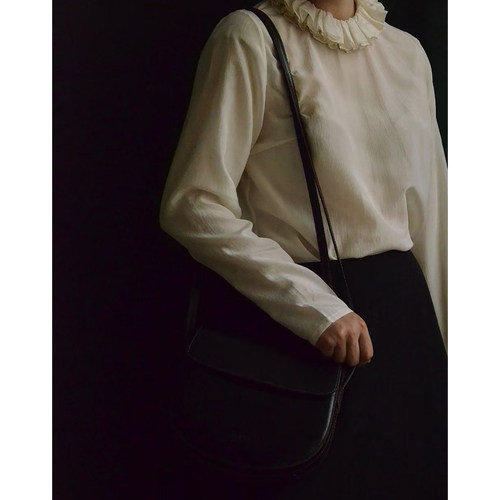 AULDCAT真丝拉夫领套头长袖衬衫