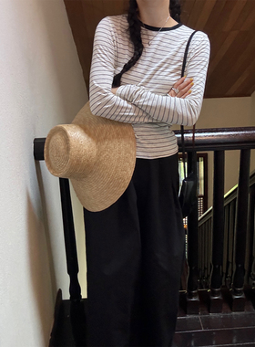 AULDCAT2024 初秋新品好身材 亚麻长袖t 显瘦单品