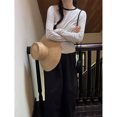 AULDCAT亚麻长袖t显瘦单品复古