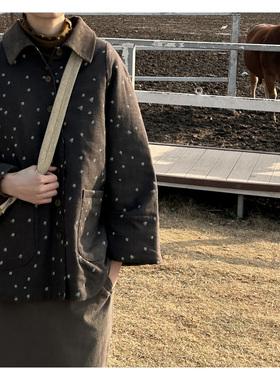 AULDCAT 2023FW 棉麻混纺泼墨点点拼接棉服外套 3M高暖棉