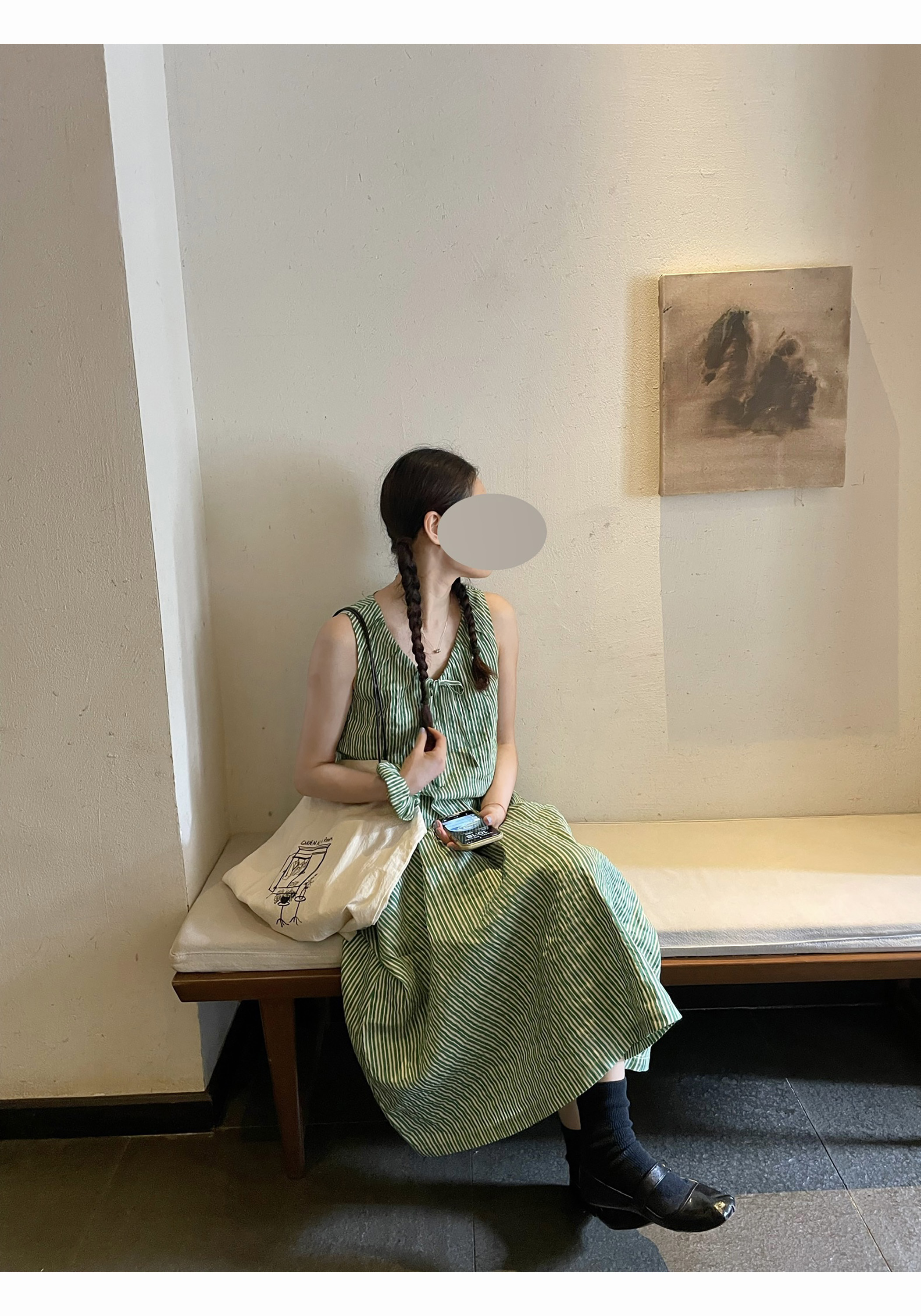 AULDCAT真丝混纺色织条纹连衣裙