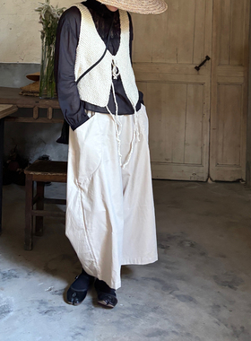 AULDCAT 2025FW日系细坑条松紧腰灯芯绒休闲阔腿裤