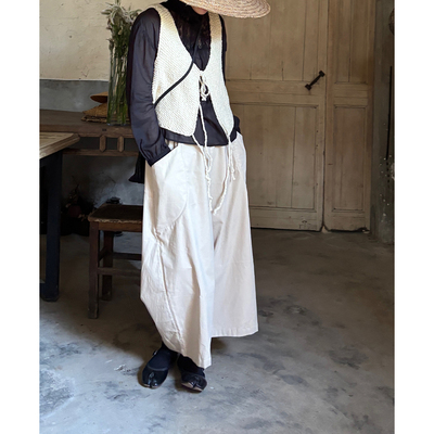 AULDCAT灯芯绒松紧腰休闲阔腿裤