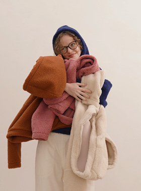 AULDCAT 2023FW 四色羊羔绒摇粒绒连帽卫衣短款外套 加厚 冬季