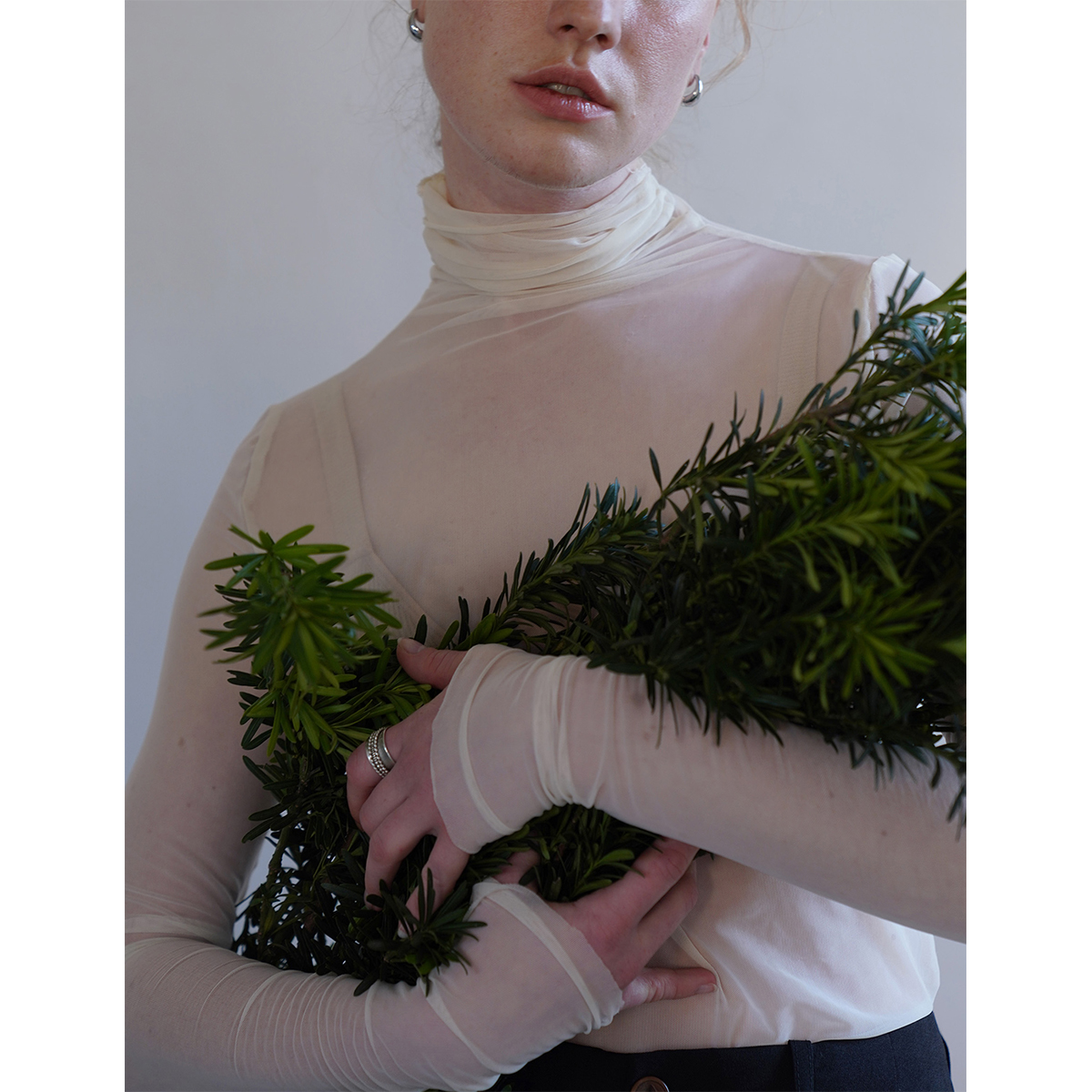 AULDCAT丝滑网眼中领长袖内搭