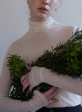 AULDCAT 2025SS 新色 丝滑网眼中领打底衫长袖网纱 内搭