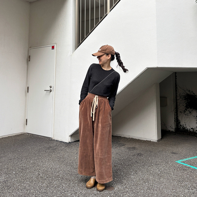 AULDCAT纯棉松紧腰平绒休闲裤