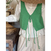 2025FW 粗棒针纯棉系绳短款 小马甲 AULDCAT 可爱 双色