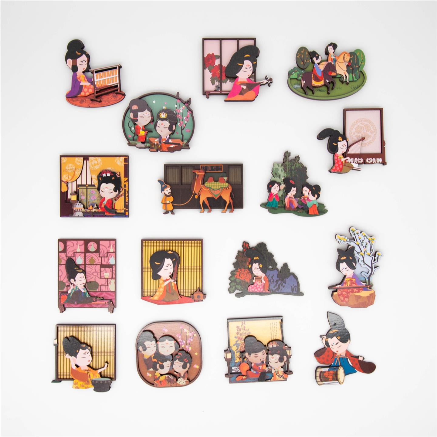 西安文创大唐盛世系列木质3D立体冰箱贴国风创意礼品博物馆伴手礼