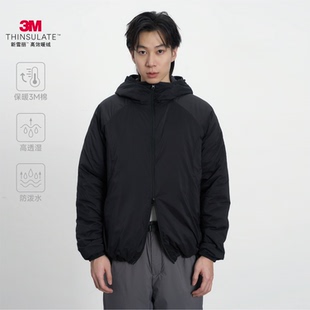 CONTRAFIEND 秋冬新款尼龙66纯色宽松连帽战术3M连帽轻薄棉服男