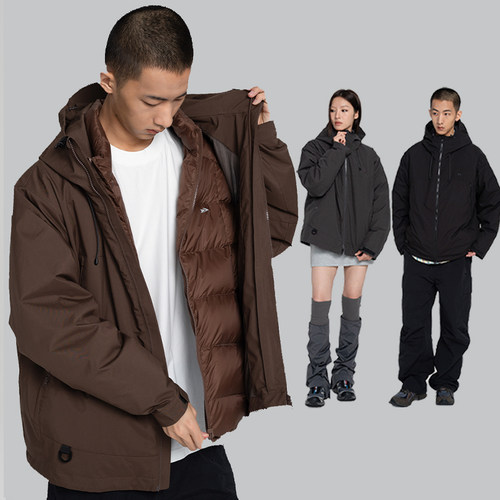 CONTRAFIEN无氧防水三防外套拉链立领夹克三合一保暖羽绒服内层
