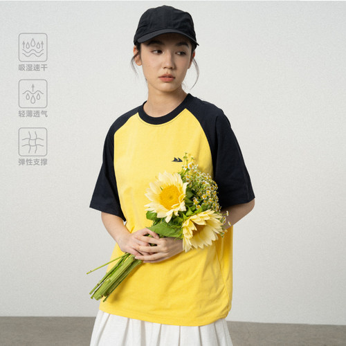 CONTRAFIEND吸湿排汗速干短袖圆领防晒插肩袖休闲宽松亲肤舒适T恤