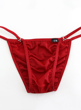 细带半包臀红色丁字新款男士铁环三角时尚性感内裤男生高弹内裤