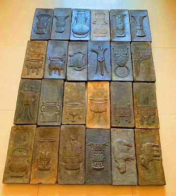 中式复古汉砖金砖雕刻研学课堂传拓片制作文房家居摆件壶承干泡台