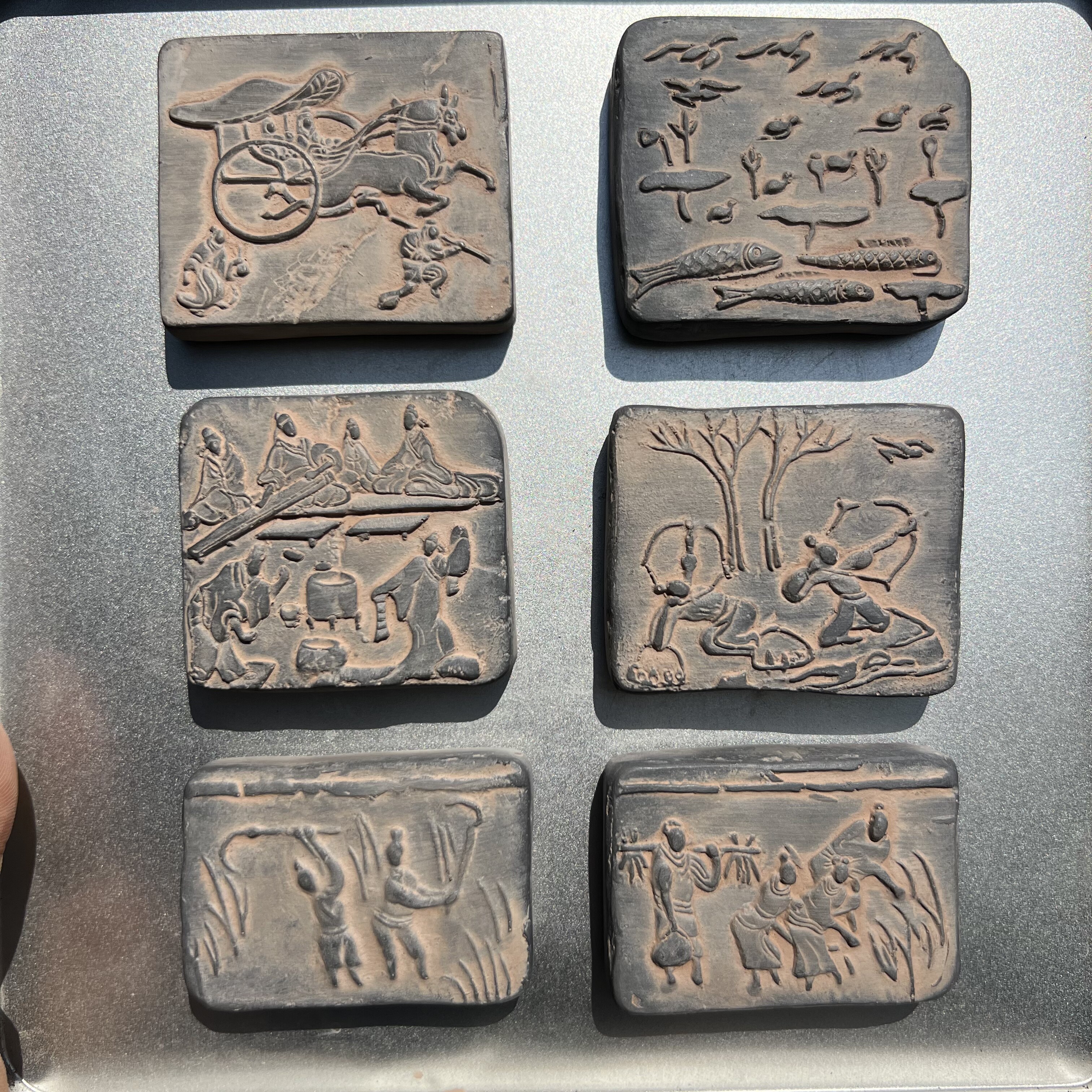 中式复古汉砖车马图冰箱贴图片