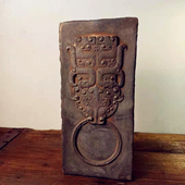 中式 复古汉砖老青砖金砖雕刻青铜鼎器文房家居摆件研学传拓片制作