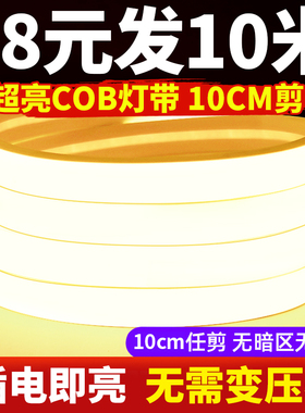 led灯带220v户外防水超亮自粘线形灯槽家用客厅吊顶COB工程软灯条