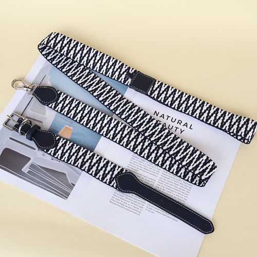 【项圈宽版3.8cm】纯手工真牛皮织带舒适透气不勒狗犬宠物脖项圈