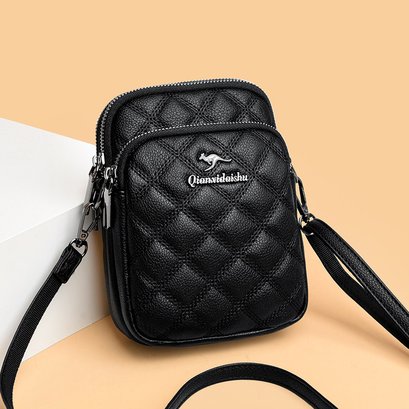 手机包女包包2026新款夏季小挎包真皮菱格背包洋气轻便多层斜挎包