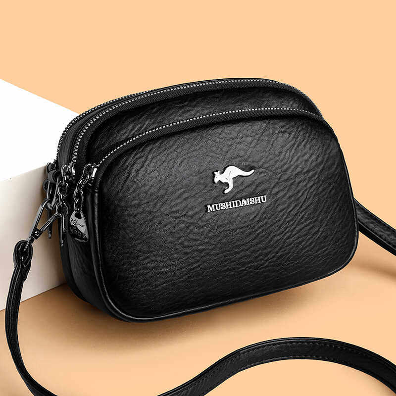 真皮小包包三层斜挎时尚简约