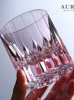 AURA'S高端手工无铅K9水晶杯江户切子星芒杯奢华日式威士忌洋酒杯