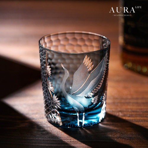 AURA'S江户切子松鹤威士忌酒杯