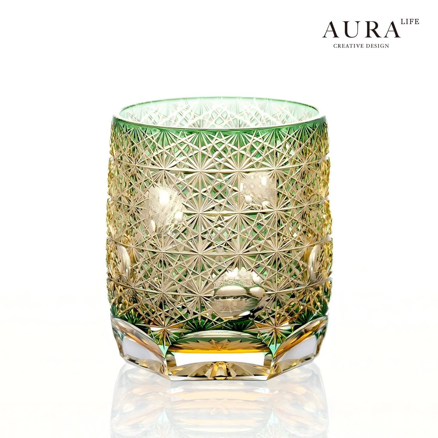 AURA'S【新品限量】澜藻江户切子套色洛克水晶玻璃威士忌杯洋酒杯