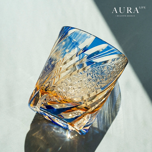 AURA'S江户切子繁星个性小众高级感威士忌杯日式水晶玻璃杯洋酒杯