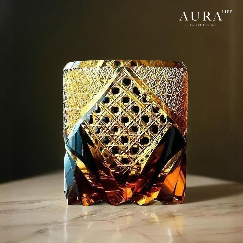 AURA'S江户切子黑武士威士忌酒杯
