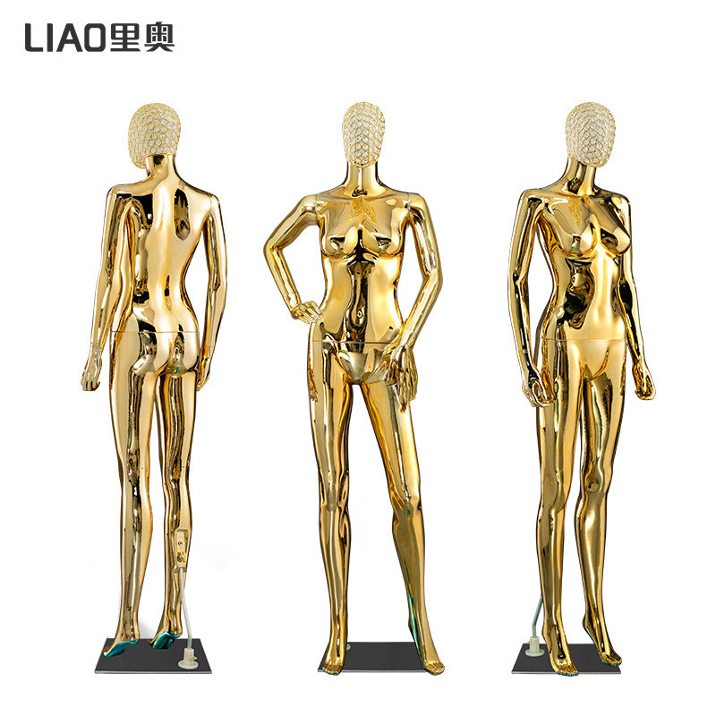 2026新款高档钻石头金色女电镀模特道具展示高质量女装橱窗架人体