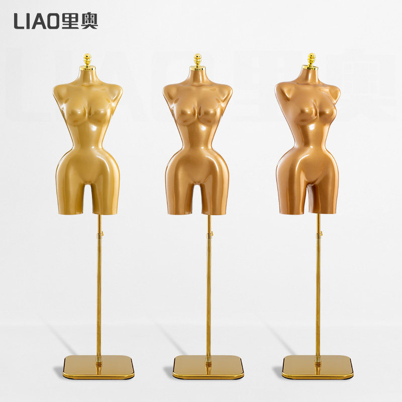 厂家直销喷漆半身模特假人展示架欧美人台服装店金色全身女装人模
