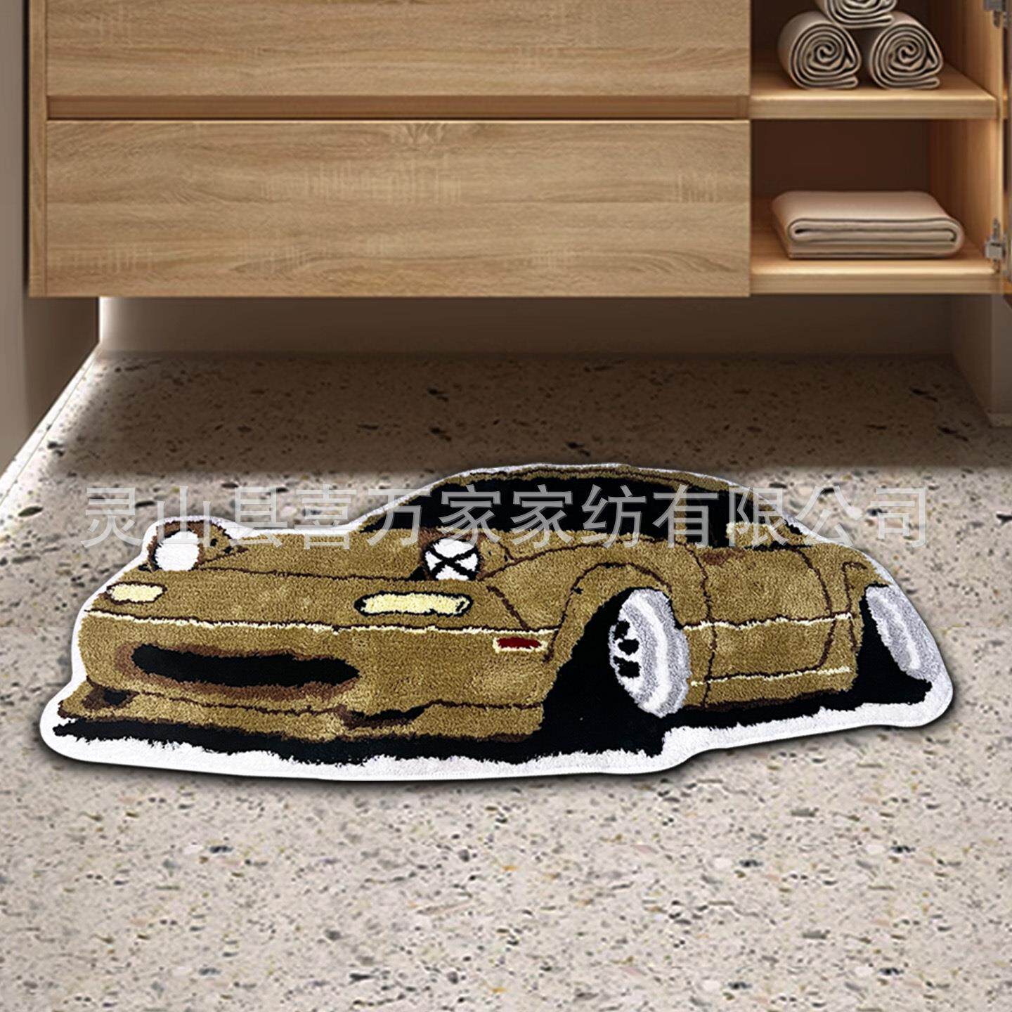 新款家用卧室客厅床边轿跑汽车毛绒地毯脚垫厨房浴室入门地垫防滑