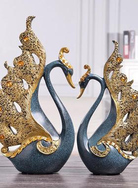 工艺品欧式情侣天鹅家居装饰品婚庆礼品商务酒柜摆设