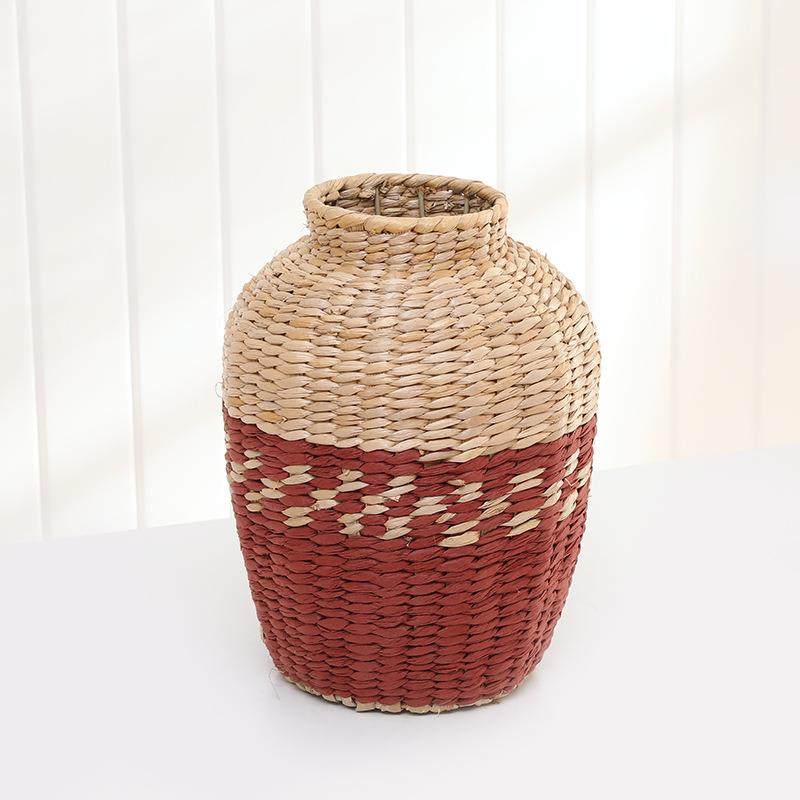 热卖手工草编花瓶家居桌面复古装饰小口花瓶仿真摆件编织插干花篮,家居饰品,装饰摆件,淘宝优惠券,粉丝福利购,淘宝优惠卷