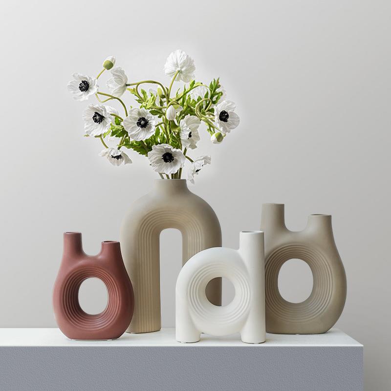 莫兰迪色美拉德风花瓶摆件客厅插花卧室玄关电视柜家居陶瓷工艺品