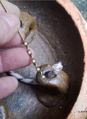 煤油灯撩火棍挑灯芯水火灯铜棒