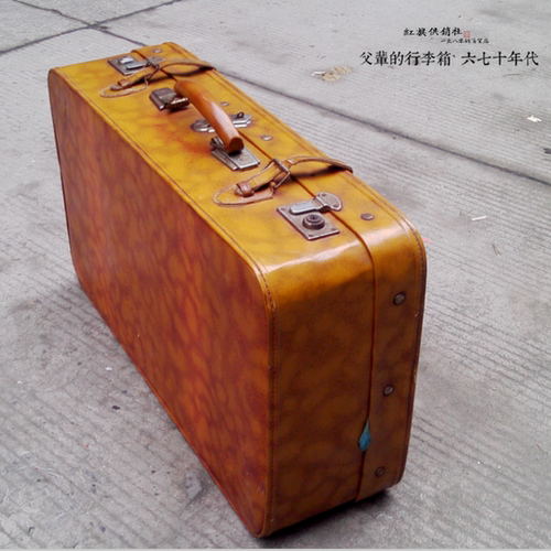 老库存老牛皮旅行箱父辈的行李箱