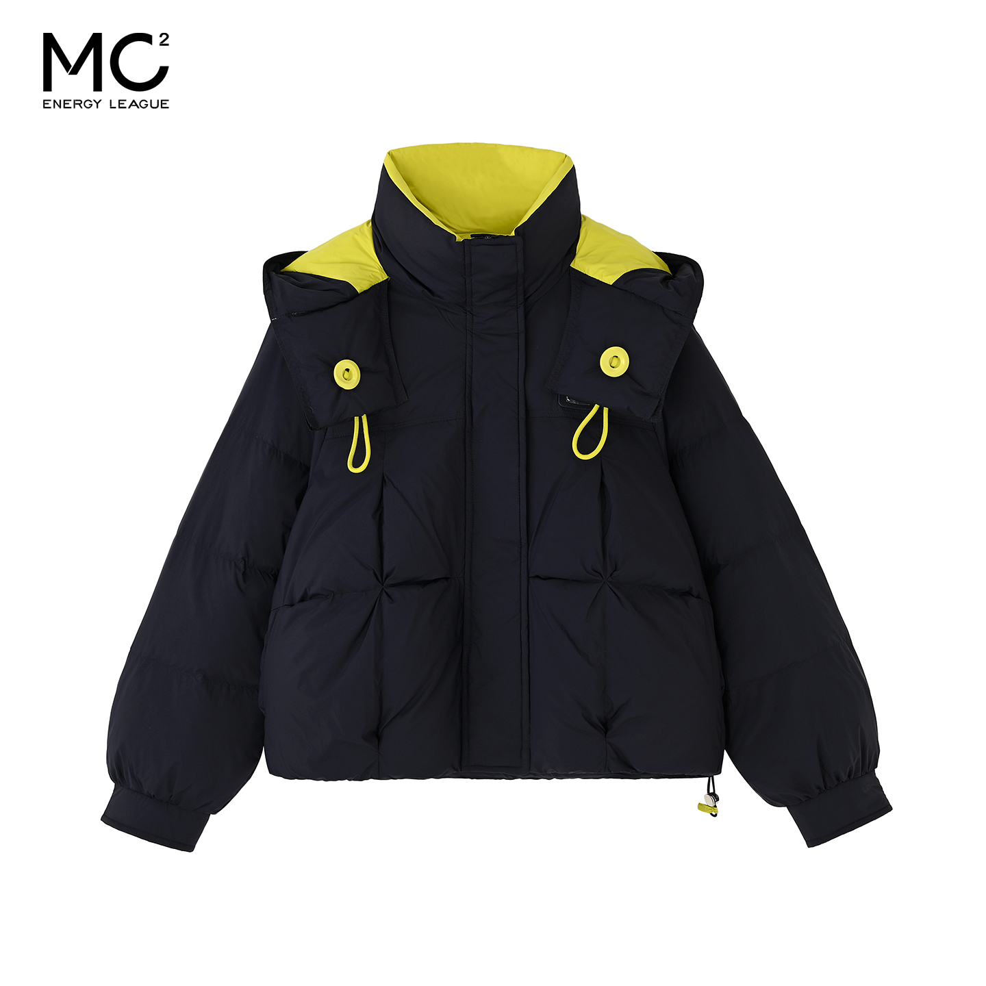 女装撞色领连帽羽绒服