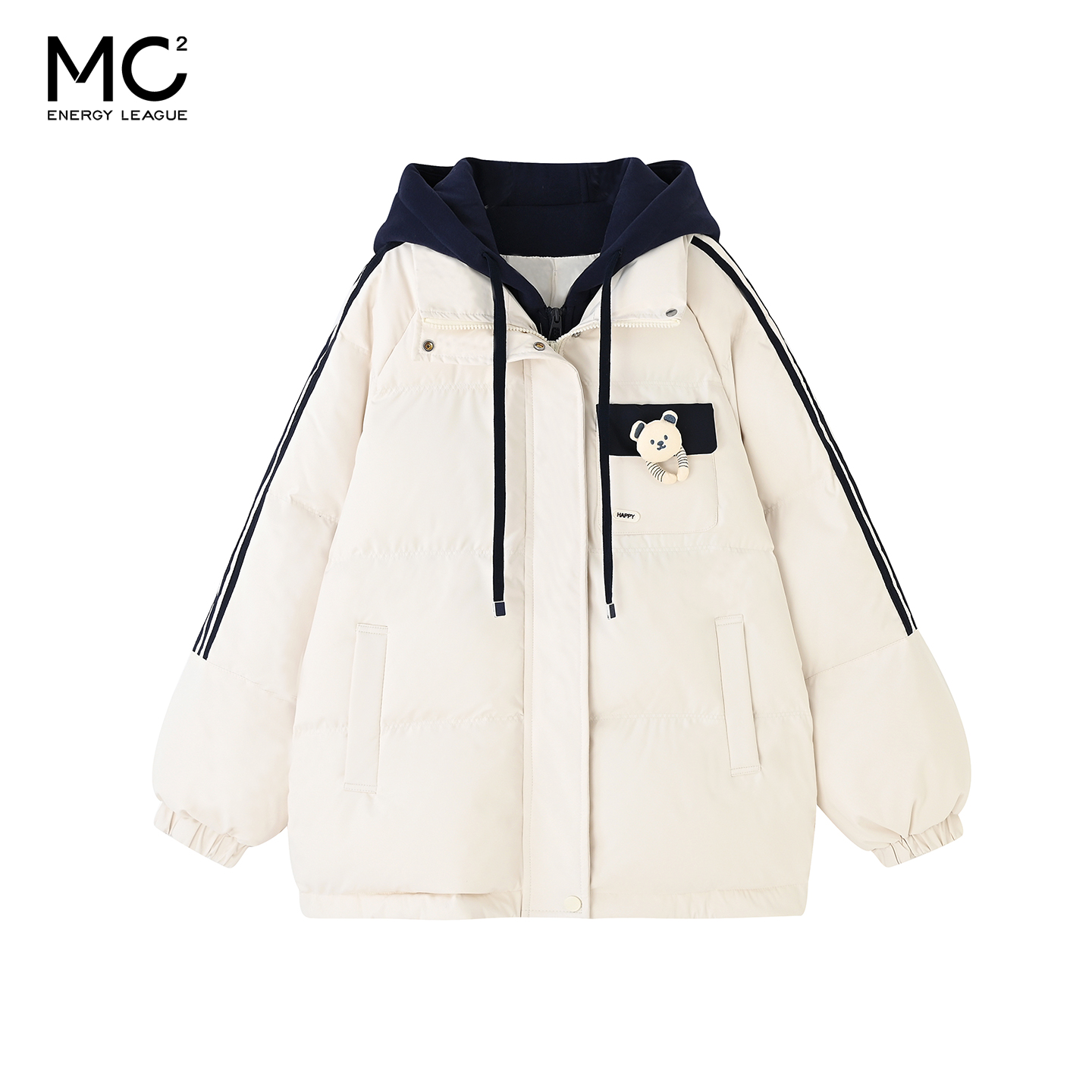 女装配撞色带石墨烯云绒棉衣