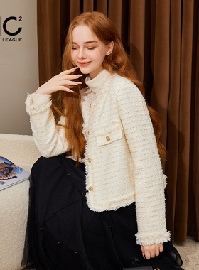 mc2夹棉小香风外套女装冬装新款法式千金风气质款重工设计感加厚