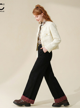 mc2米白色小香风外套女冬季新款法式时尚洋气气质重工高级感上衣