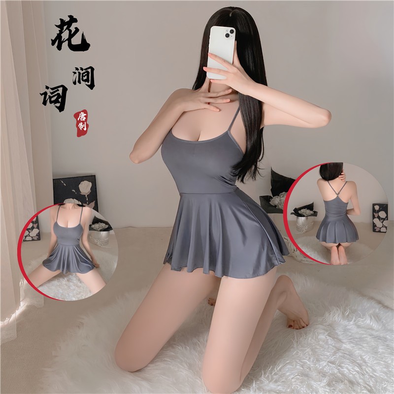 情趣少妇睡衣纯欲冰丝吊带性感透视睡裙可爱露背诱惑主播制服魅惑