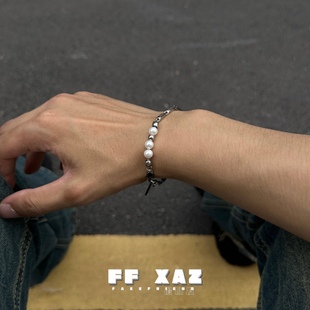 FF假朋友 2024原创贝珠钛钢手链高级感欧美可调节串珠情侣配饰