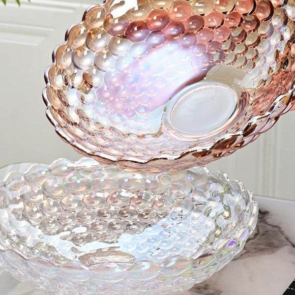 高档大气简约珠点透明水晶玻璃果斗果盆果篮果盘客厅家用高端大气,餐饮具,果盆/果盘/果篮,淘宝优惠券,粉丝福利购,淘宝优惠卷