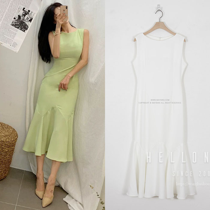 现货韩国东大门轻熟无袖连衣裙