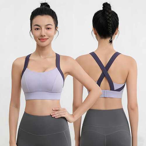 春款收副乳交叉美背运动内衣女